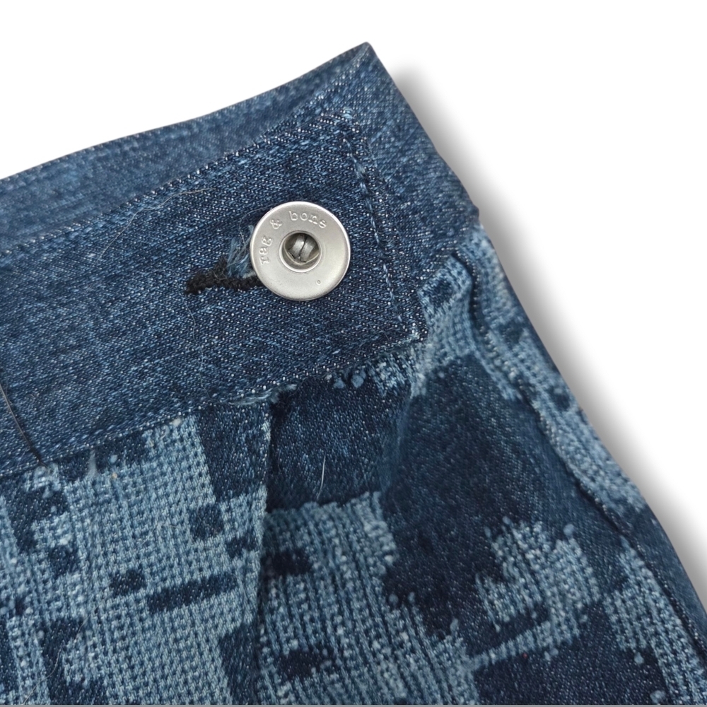 Rag & Bone Marina Denim-Jacquard Mini Wrap Skirt - Picture 5 of 9